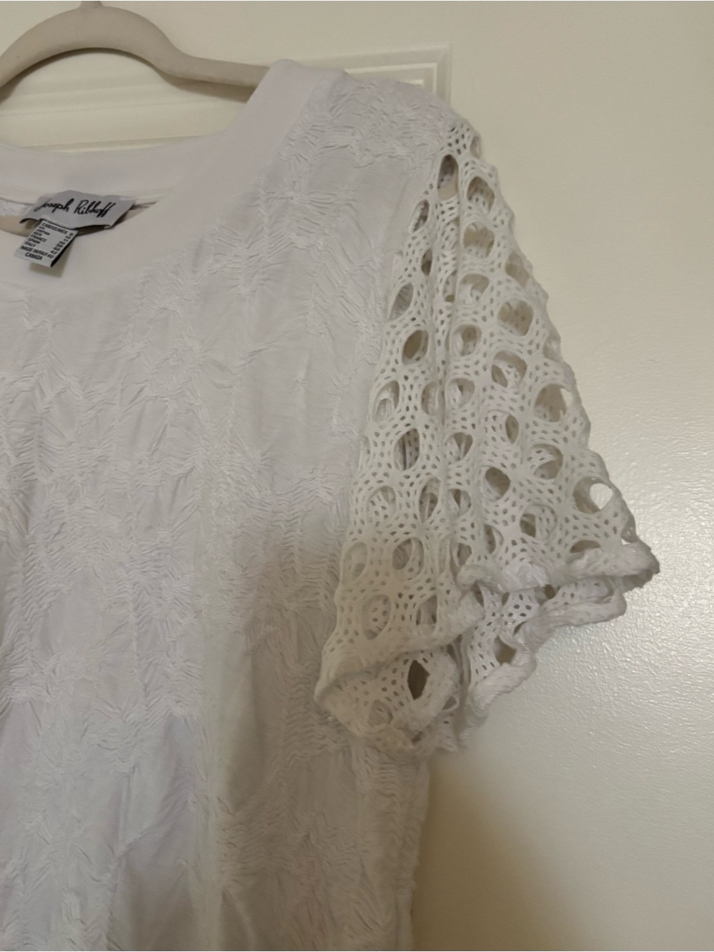 Joseph Ribkoff White Textured Knit Short Sleeve Top - Picture 3 of 4